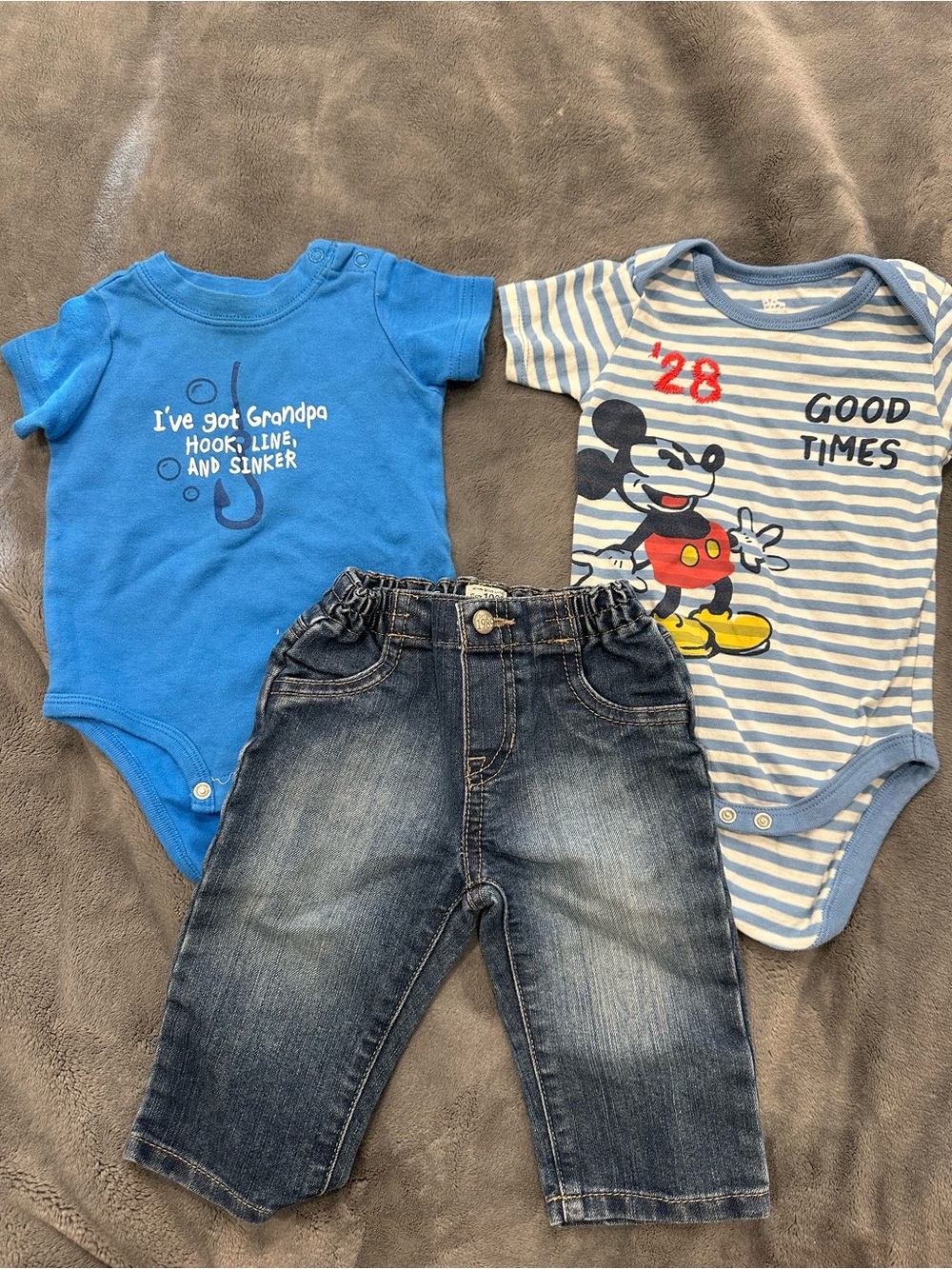Disney Blue & Stripe Mickey Bodysuit with Blue Bodysuit and Jeans